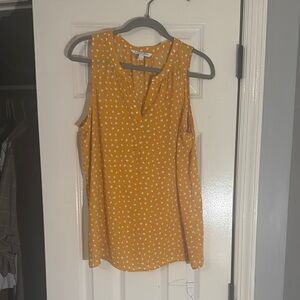 41 Hawthorn Yellow Tank Top with Polka Dots and Keyhole Detail